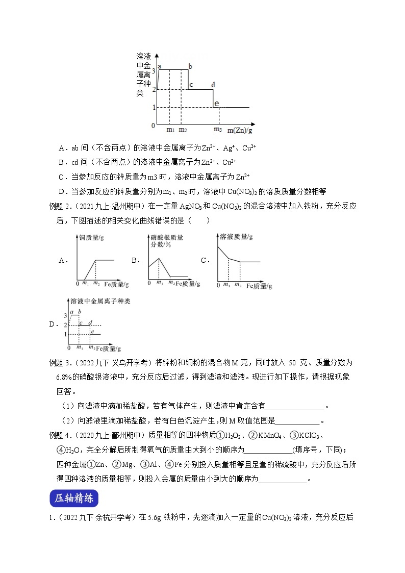 专题08 金属与酸反应计算-【赢在中考】中考科学二轮复习压轴题（浙江专用）03