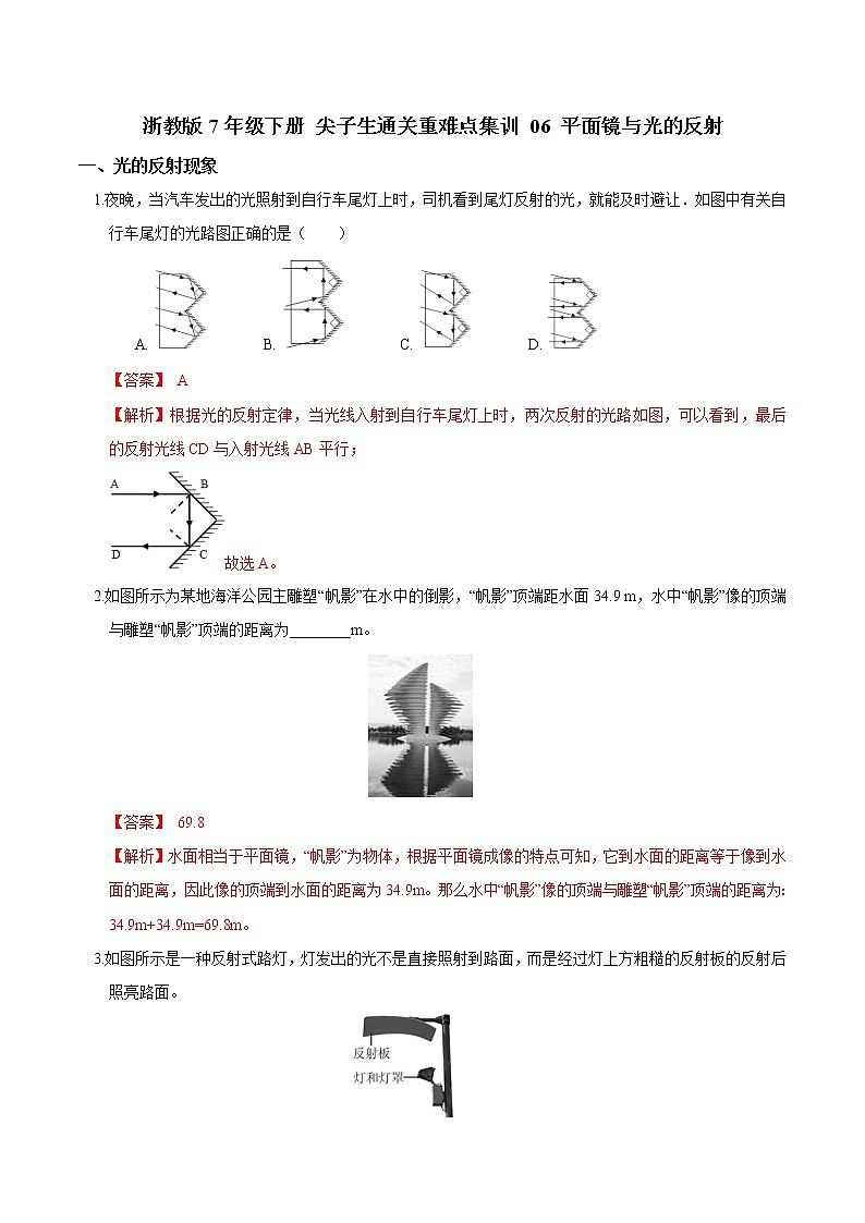 06 平面镜与光的反射（解析版）第1页