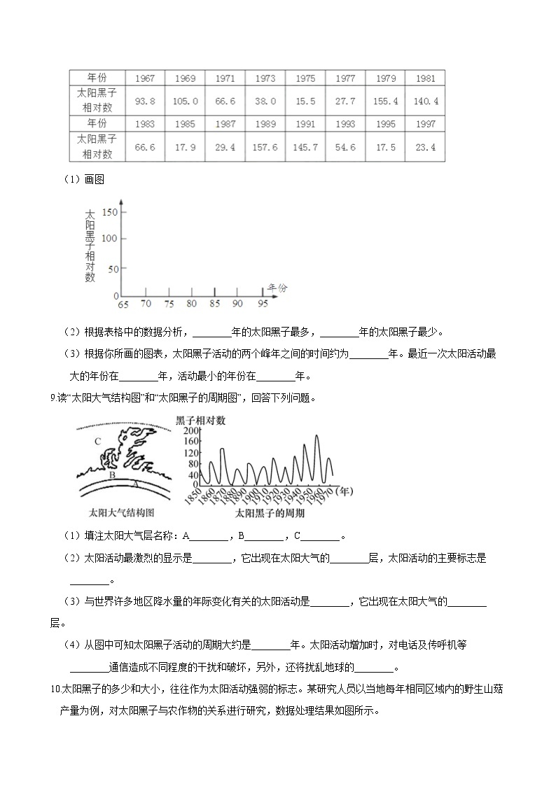 19 太阳、月球结构及地球自转-最新七年级下册科学尖子生通关重难点集训（浙教版） 试卷03