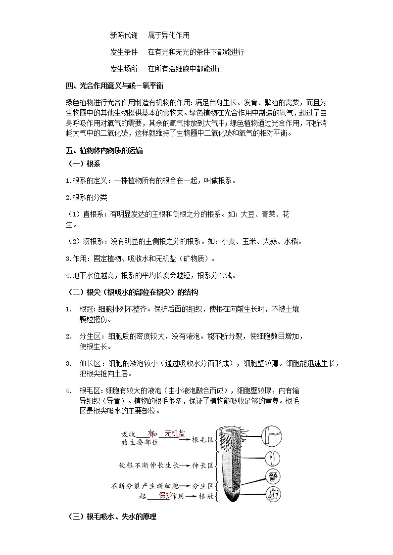 备战2023年中考科学二轮专题导练  考点11 植物的新陈代谢03