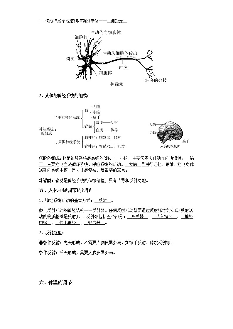 备战2023年中考科学二轮专题导练  考点12 生命活动调节03