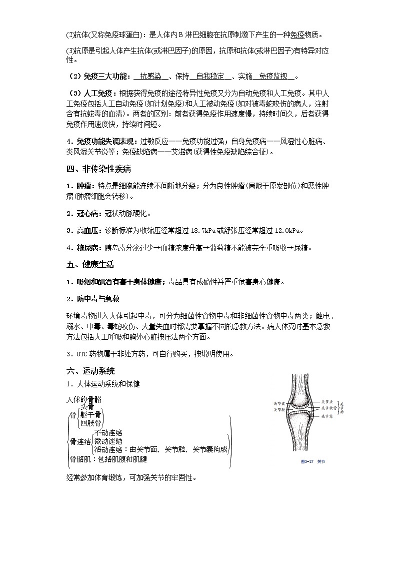 备战2023年中考科学二轮专题导练  考点14 人体健康03