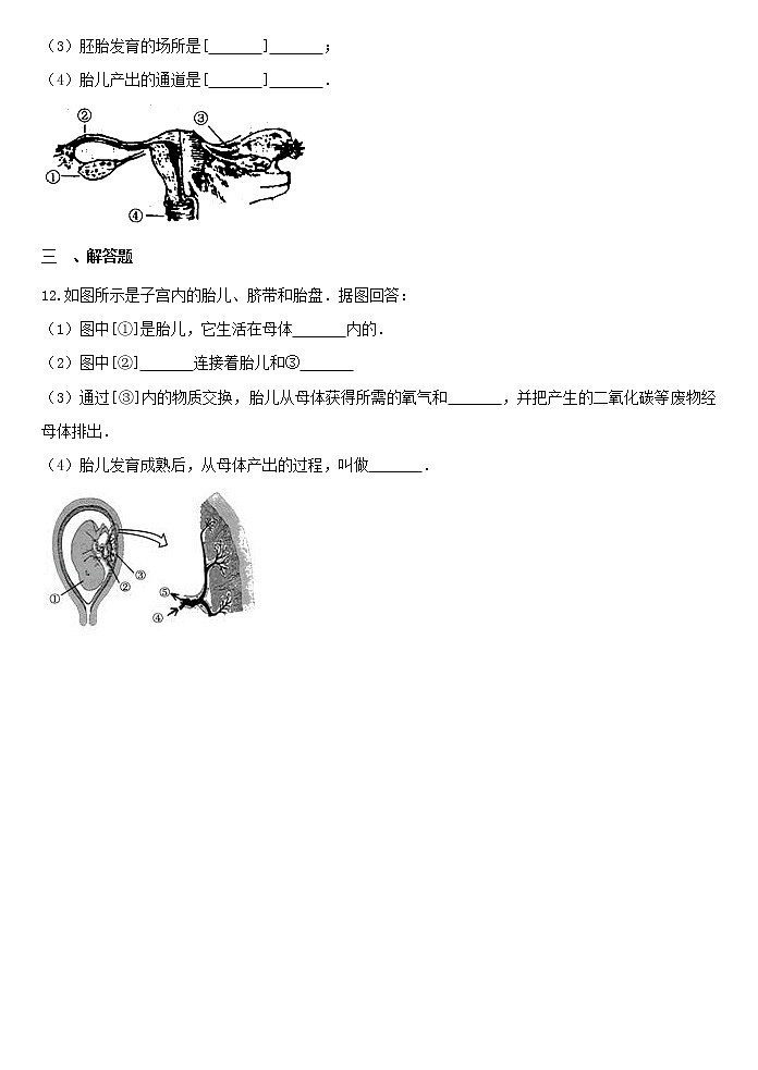 2023年七年级下册浙教版科学《1.1新生命的诞生》 试卷03