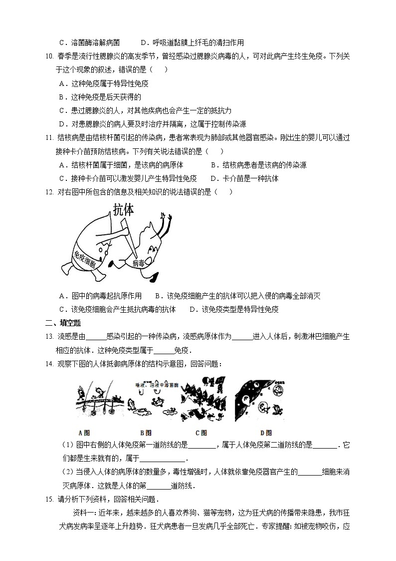 3.3《身体的防卫 第1课时》PPT课件+教案+练习 浙教版九年级科学下册02