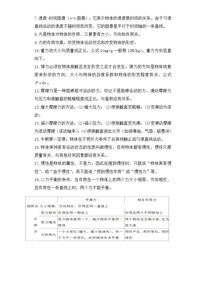 备战2023新中考二轮科学专题导练 考点13 运动和力02