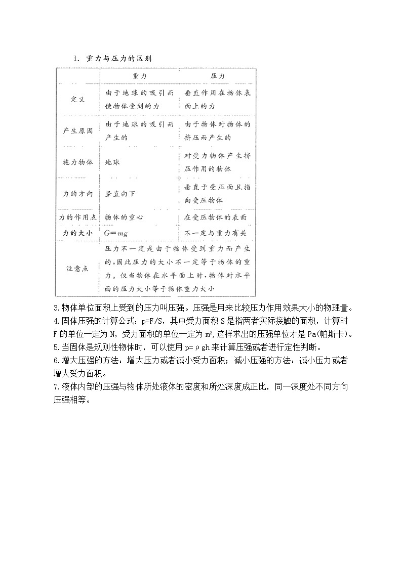 备战2023新中考二轮科学专题导练 考点14 压力压强02