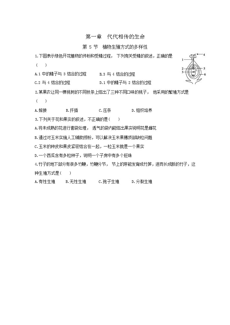 浙江教育版科学七年级下册第1章1.5练练基础题第1页