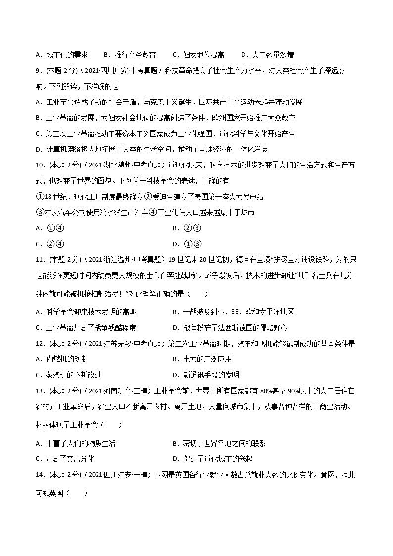 【中考一轮复习】中考历史一轮复习背诵+精讲+讲练：专题34 《 第二次工业革命和近代科学文化》（精品课件+背诵清单+试题演练+真题演练）03