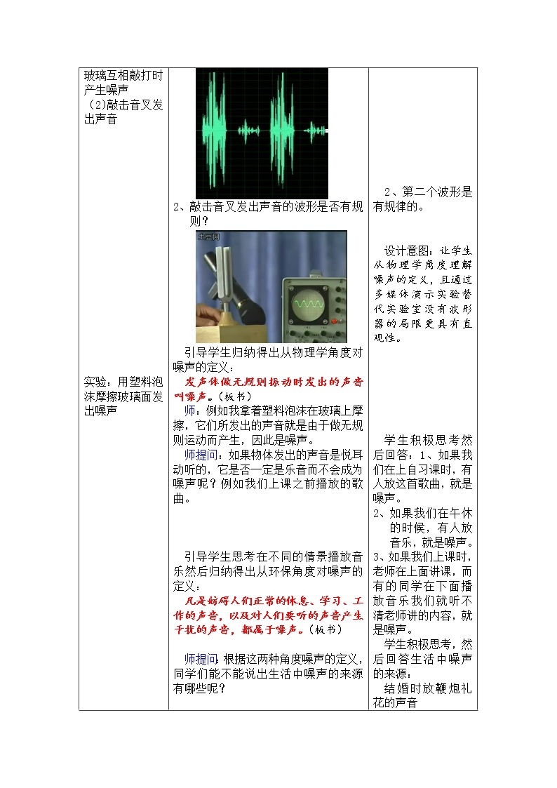华东师大版科学八年级下册 1.3 噪声 教案0202