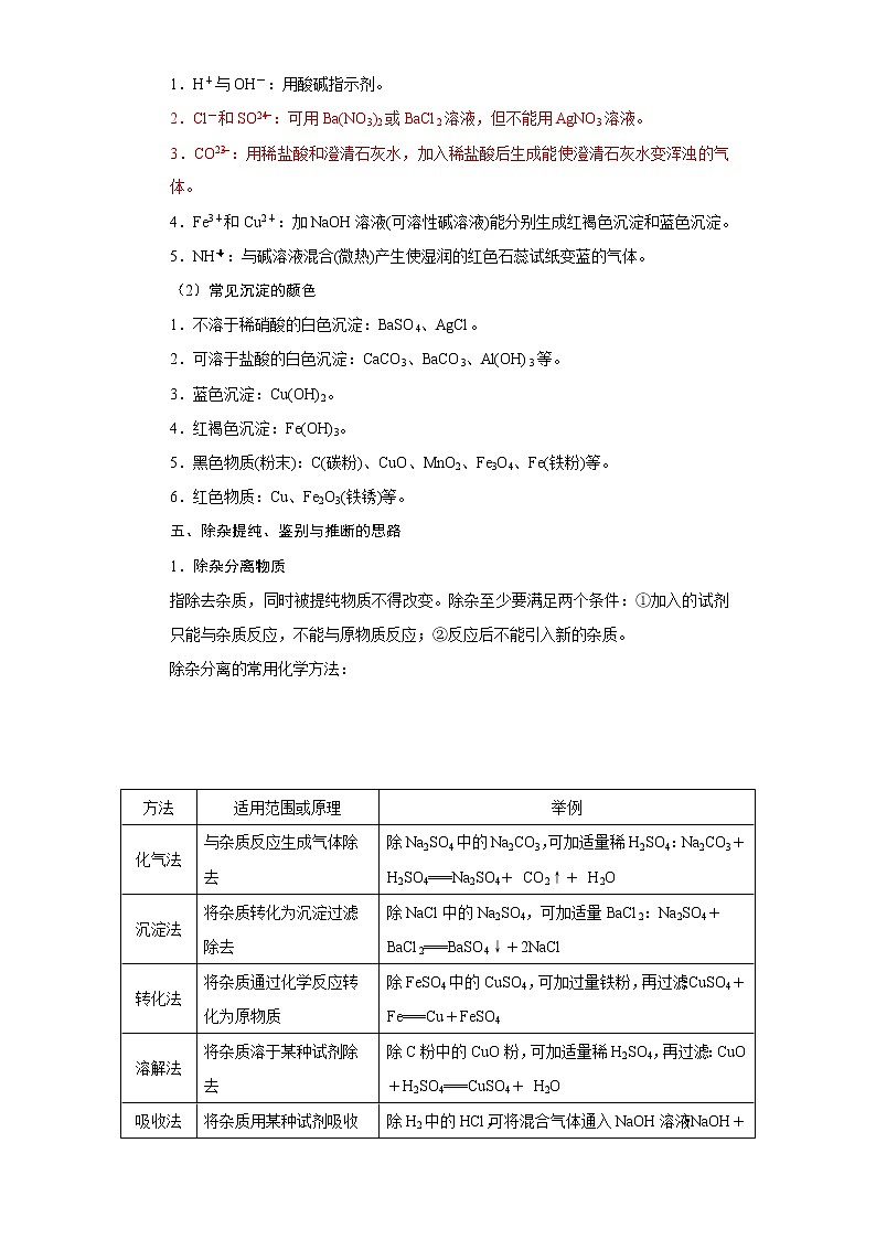 知识点9、物之间的循环和转化——浙江省中考科学一轮复习化学部分03