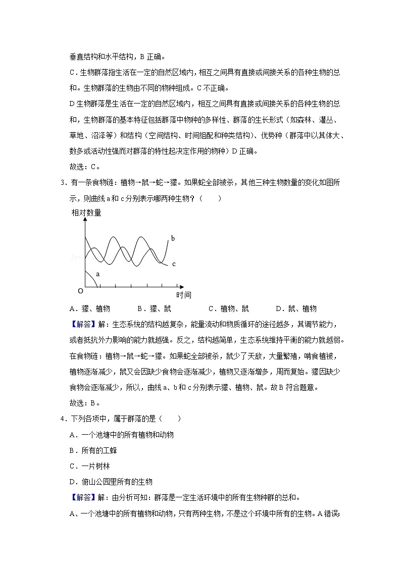 第五章 生态系统 单元测试卷-七年级科学下册华师大版精讲练02
