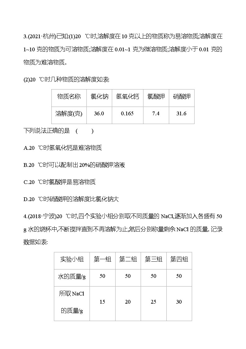 备战2023 初中科学 一轮复习 第35讲　水和溶液 提分作业（学生版）第2页