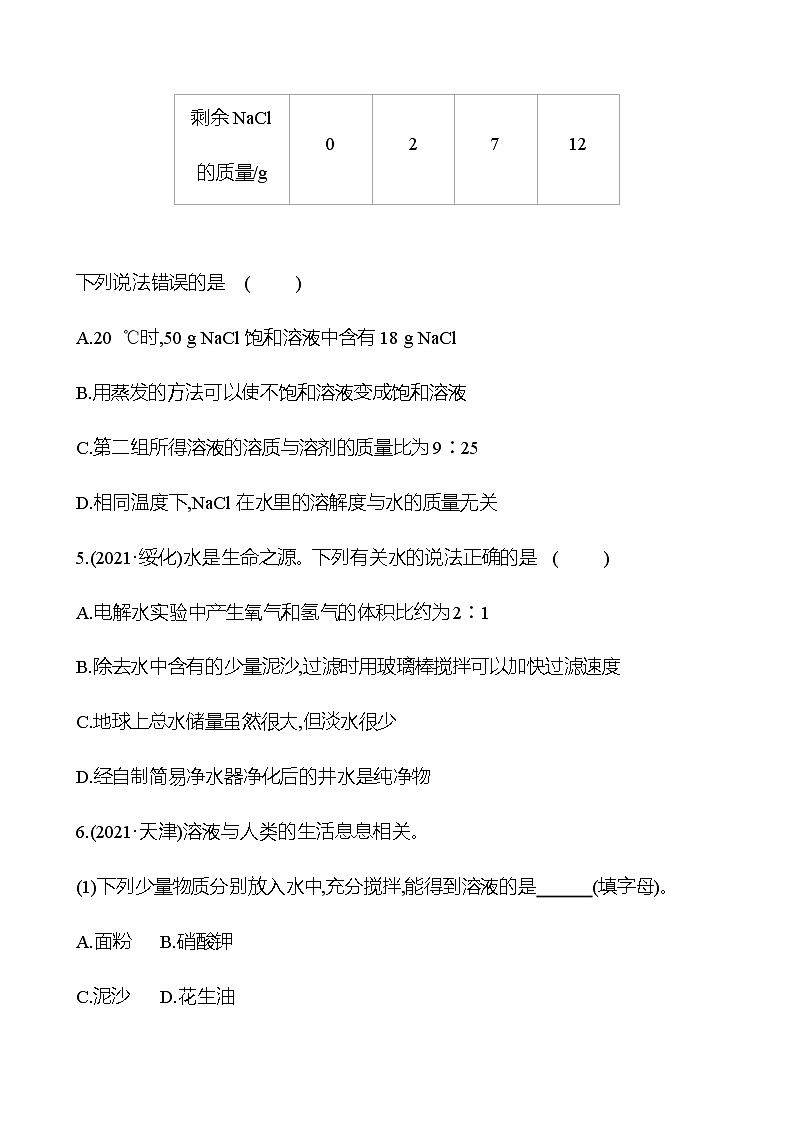 备战2023 初中科学 一轮复习 第35讲　水和溶液 提分作业（学生版）第3页