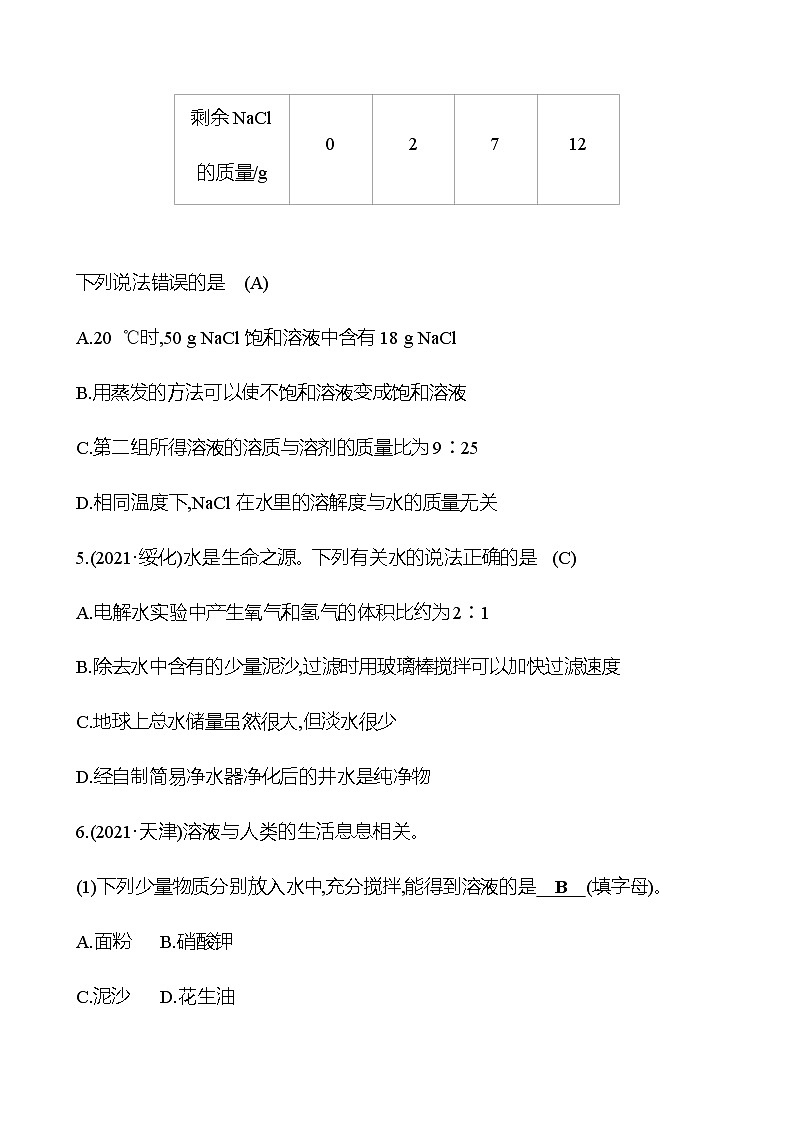 备战2023 初中科学 一轮复习 第35讲　水和溶液 提分作业（教师版）第3页
