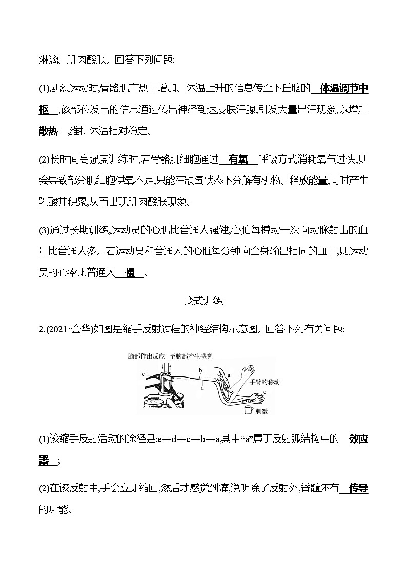 2023年浙江省初中科学 一轮复习 第一部分  第8讲　生命活动的调节 专题练习（教师版） 第3页