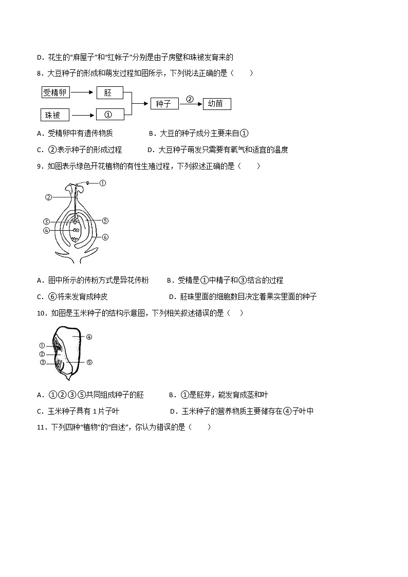 第01单元 代代相传的生命单元测试（培优卷）——2022-2023学年七年级下册科学单元复习卷（浙教版）03