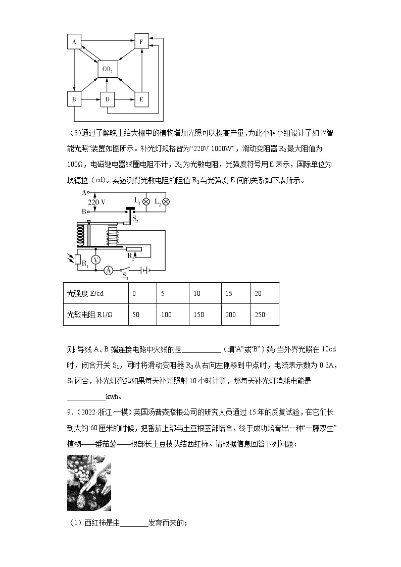 浙江省2022年中考科学模拟题汇编-17植物的生殖与发育03