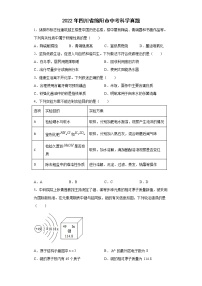 2022年四川省绵阳市中考科学真题（原卷版+解析）