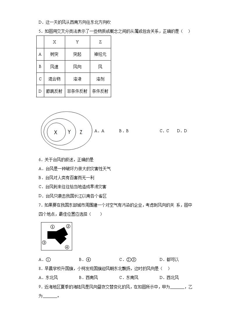 2023年浙江省中考科学专题复习 风（含解析）第2页