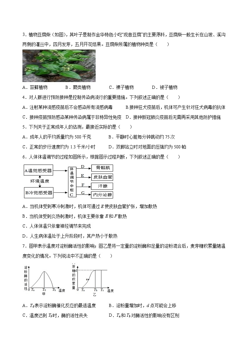 2023年中考押题预测卷02（杭州卷）-科学（考试版）A402