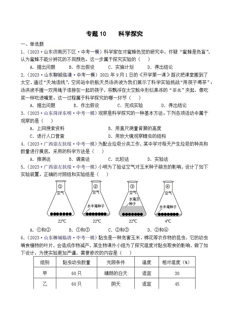专题10 科学探究（原卷版）第1页