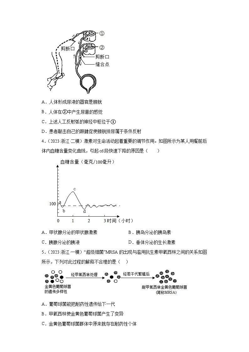 浙江省2023年中考科学模拟题知识点分类汇编-04生命活动的调节、生命的延续和进化及人、健康与环境第2页
