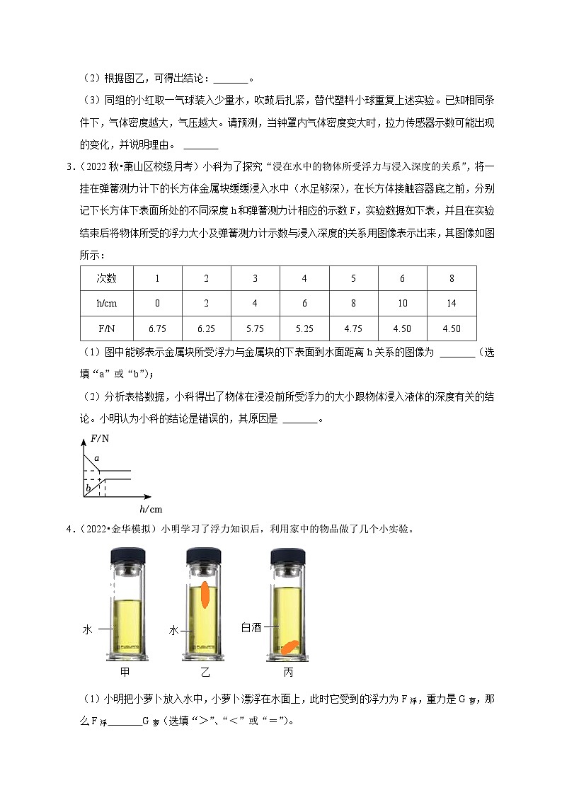 精练06 浮力实验探究-浙江中考科学复习易错点重难点精炼03