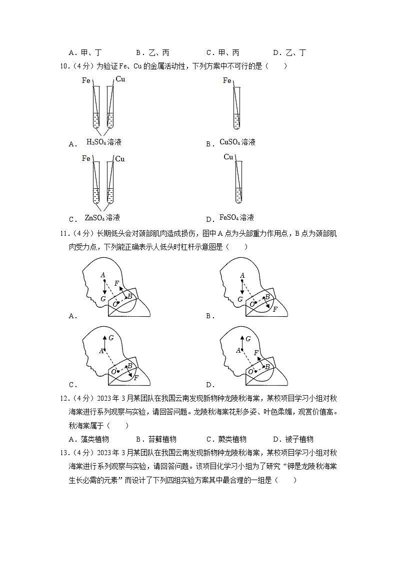 浙江省温州市永嘉县、苍南县2023年中考科学第一次适应性试卷03