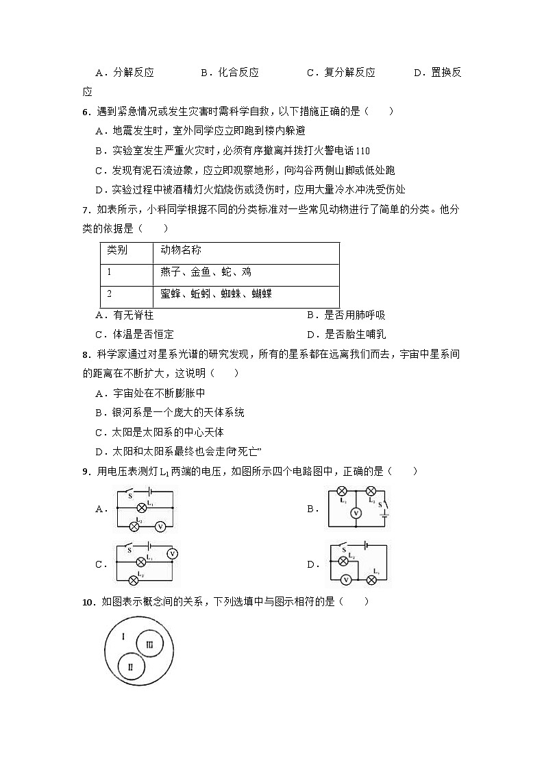 2023年浙江省台州市中考科学复习模拟卷+第2页