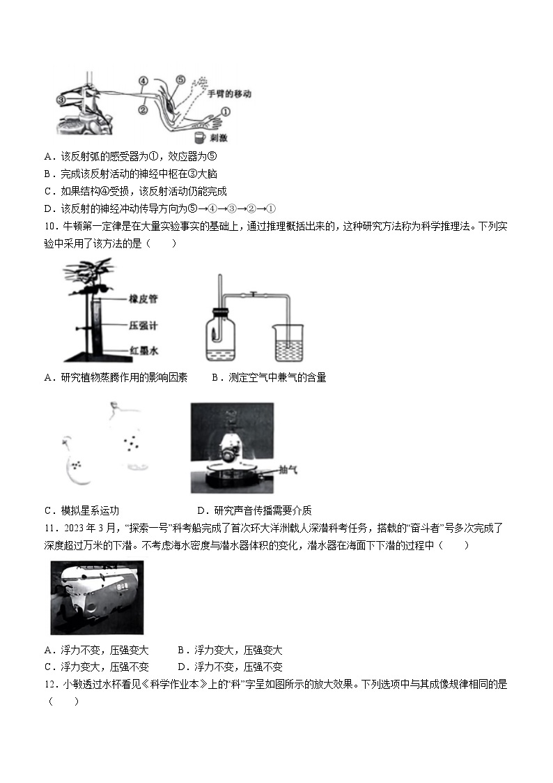 2023年浙江省绍兴市中考科学中考真题03