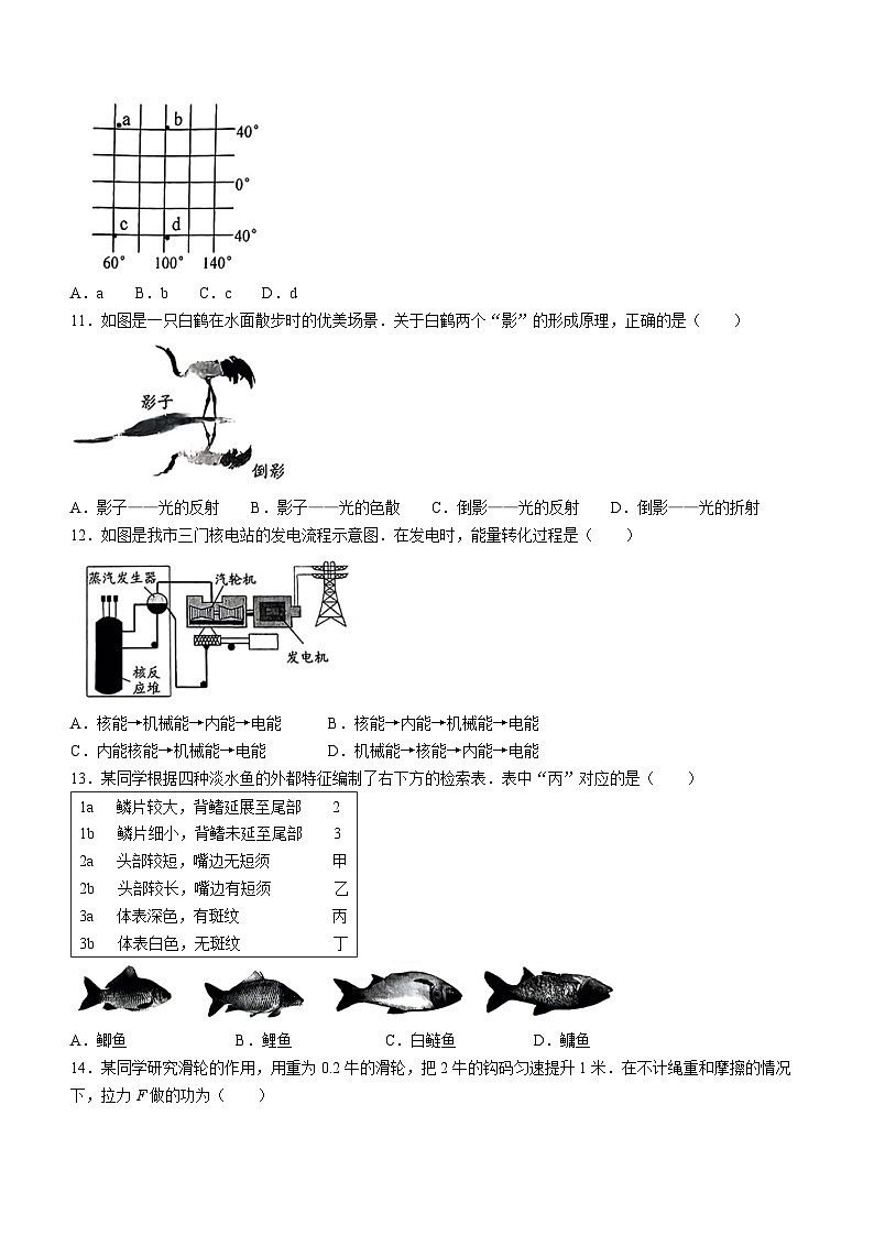 2023年浙江省台州市中考科学中考真题03