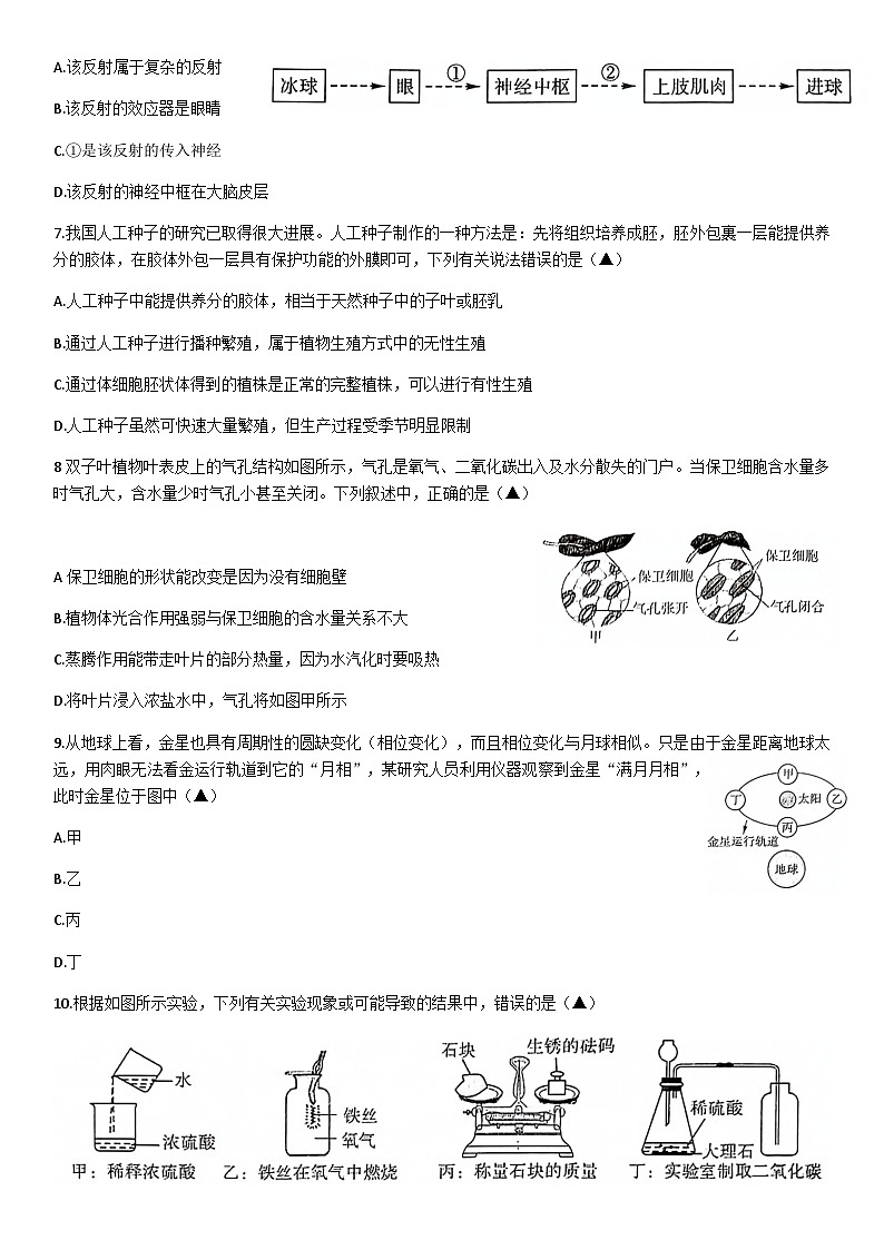 浙江省杭州市余杭区2023年九年级学业水平综合卷科学试题（二模）02