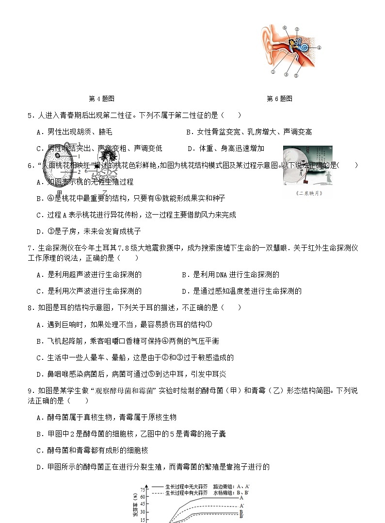 浙江省台州市书生中学2022-2023学年七年级下学期第一次阶段性作业质量反馈练习科学试题第2页