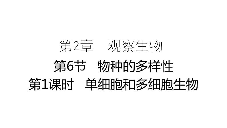 2.6 物种的多样性 第1课时 单细胞和多细胞生物 课件---2023-2024学年浙教版科学七年级上册第1页