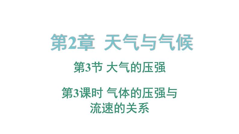 2.3.3 气体的压强与流速的关系 课件---2023-2024学年浙教版科学八年级上册01