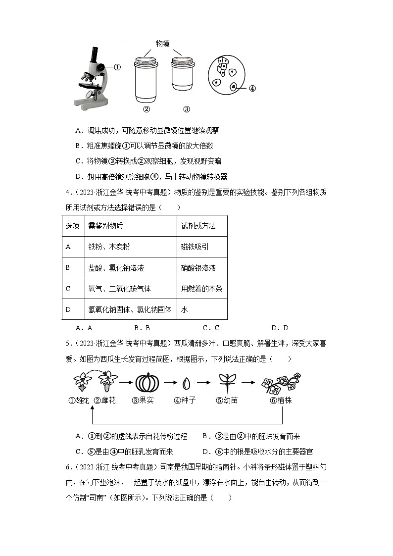 中考科学浙江省金华市三年（2021-2023）真题分类汇编-选择题②第2页