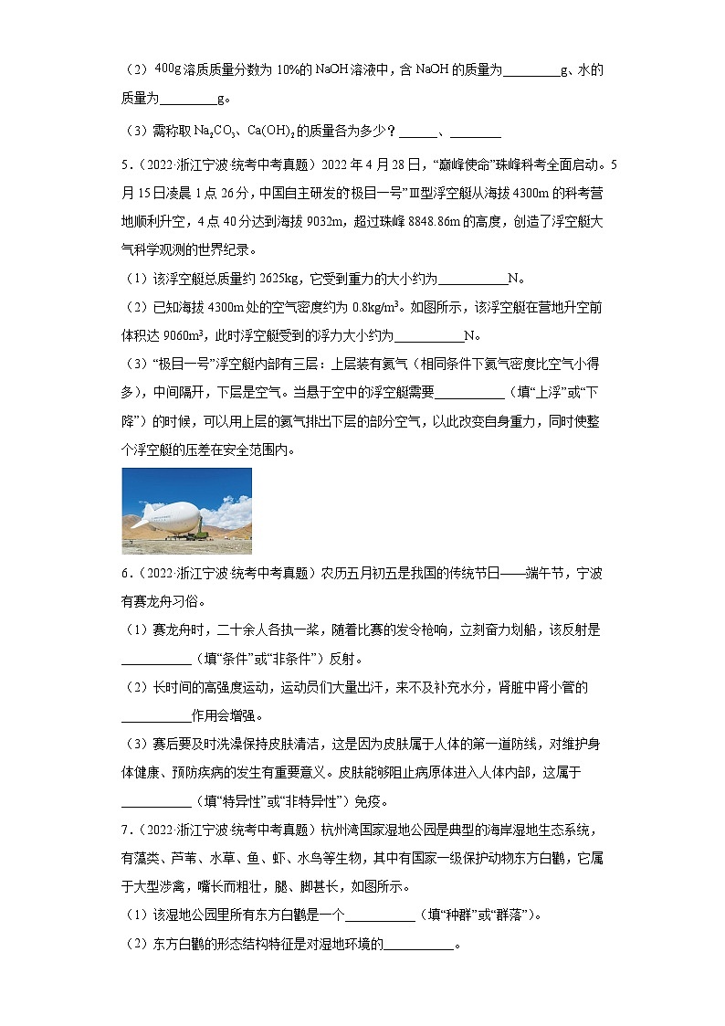 中考科学浙江省宁波市三年（2021-2023）真题分类汇编-简答题第2页
