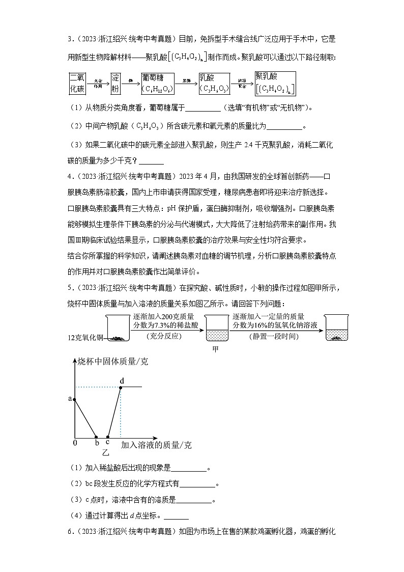 中考科学浙江省绍兴市三年（2021-2023）真题分类汇编-简答题第2页