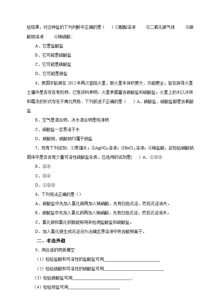 新华师大版化学九年级上册3.3 常见的盐 （第2课时）课件+教案+练习02