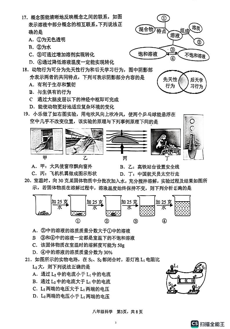 浙江省杭州市拱墅区2022-2023学年八年级第一学期期末教学质量调研科学试题03