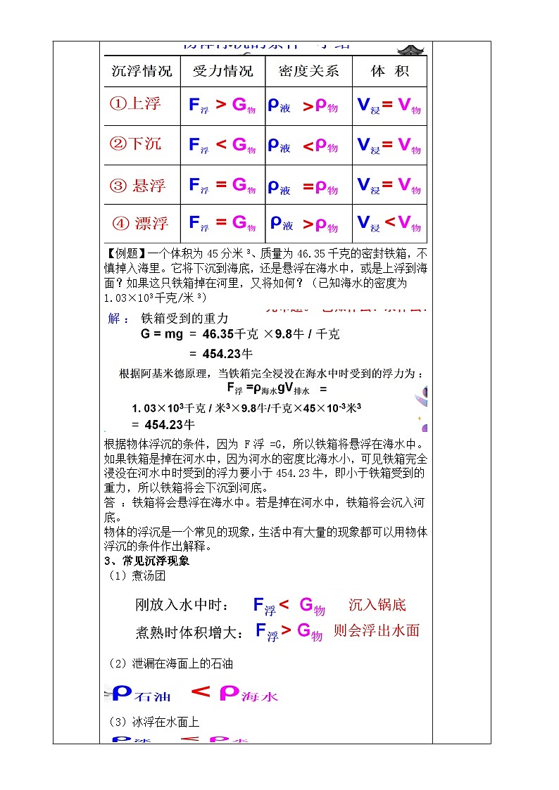 浙教版八年级上册科学教案1.3 水的浮力（第3课时）教案03
