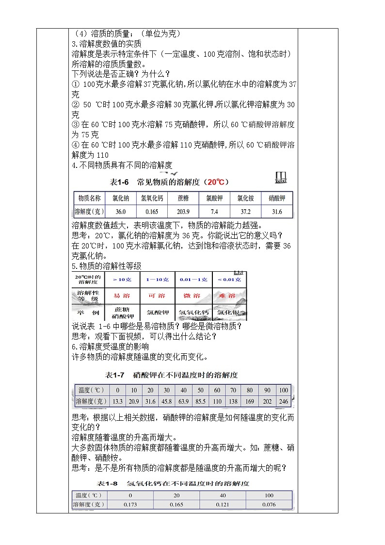 浙教版八年级上册科学教案1.5 物质的溶解（第2课时）教案02