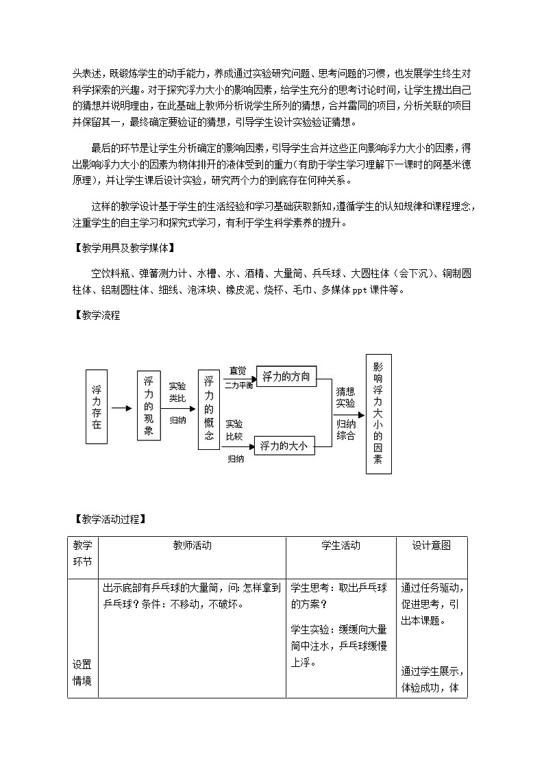 【同步教案】浙教版科学八年级上册--1.3 水的浮力 教学设计03