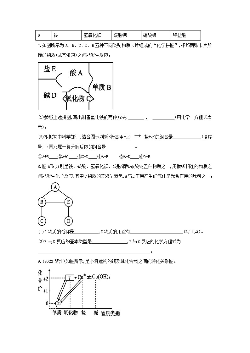 【同步练习】浙教版科学九年级上册：2.5 物质的转化 第3课时  同步练习（含答案）03