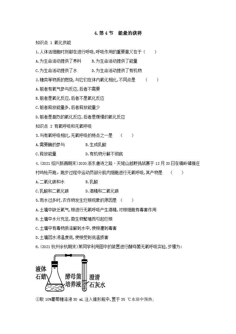 【同步练习】浙教版科学九年级上册：4.4 能量的获得  同步练习（含答案）01