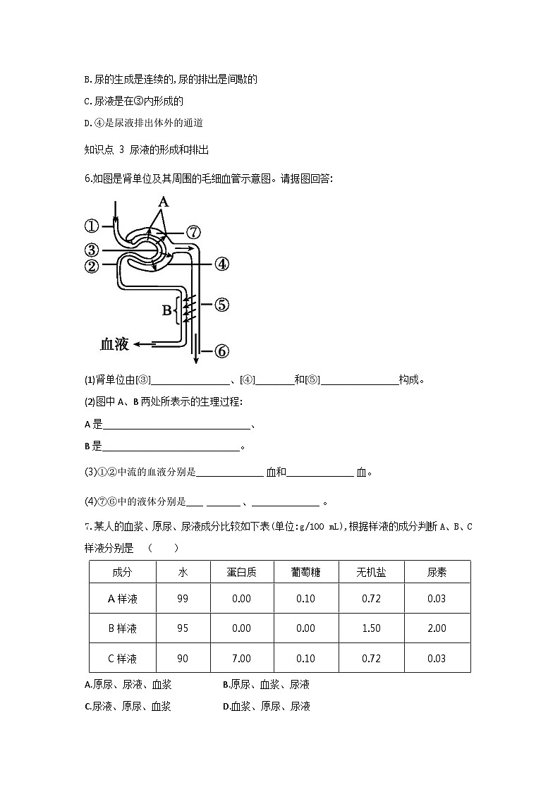 【同步练习】浙教版科学九年级上册：4.5 体内物质的动态平衡 第1课时  同步练习（含答案）02