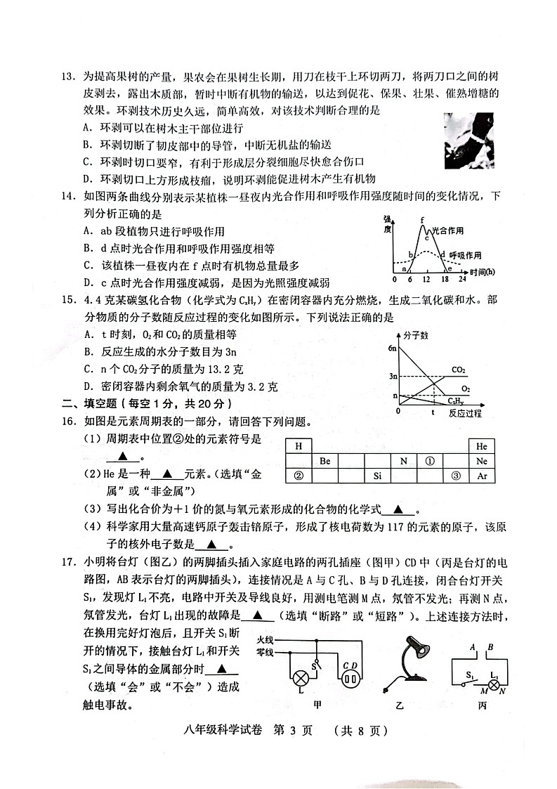 浙江省绍兴市嵊州市2022-2023学年八年级下学期6月期末科学试题03