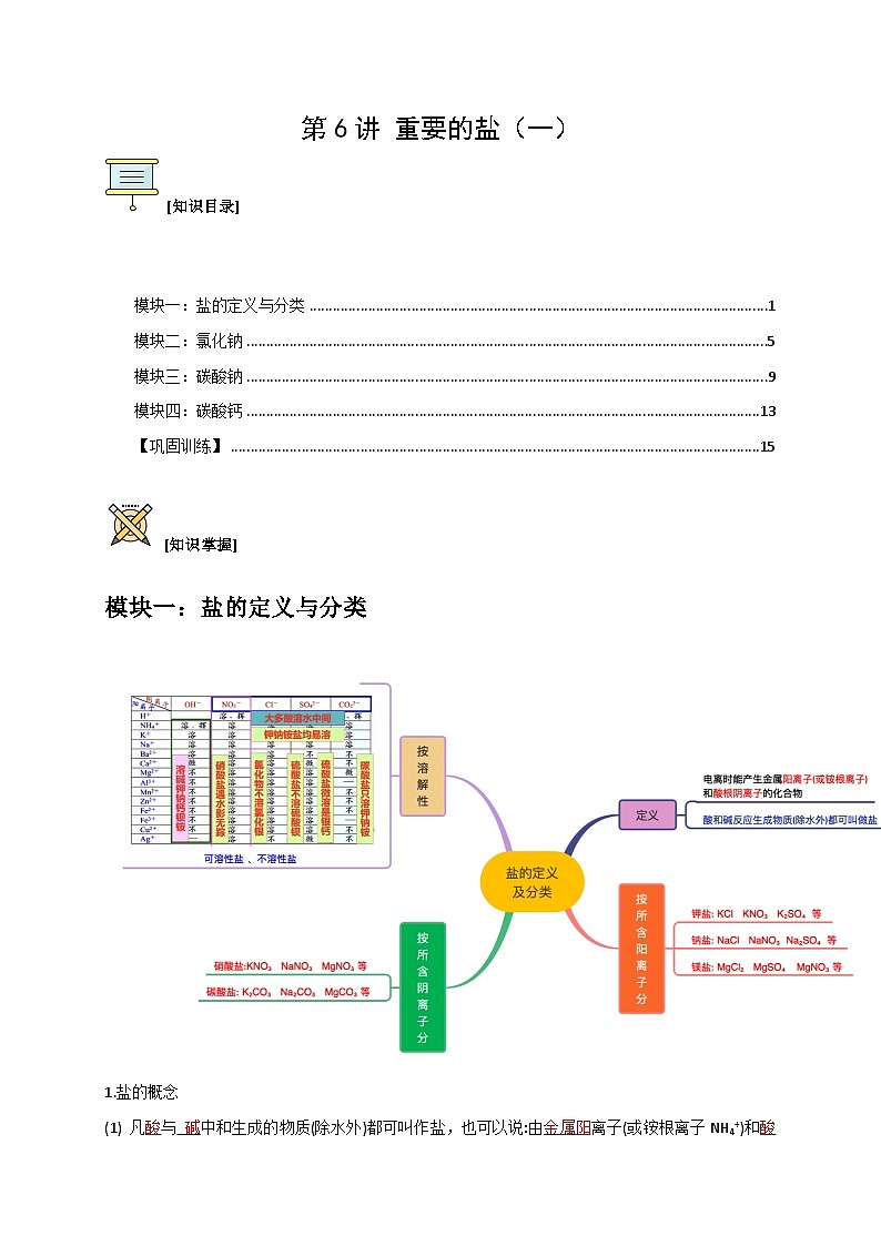第6讲 重要的盐（一）（解析版）第1页