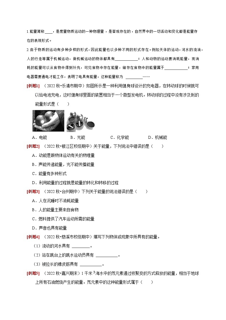 第10讲 能量及其存在形式（原卷版）第2页