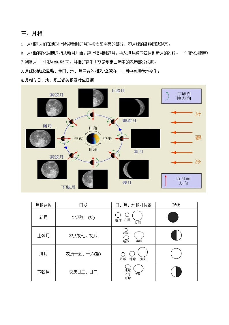第09讲 太阳、月球与月相-2023-2024学年新八年级科学暑假精品课 试卷03